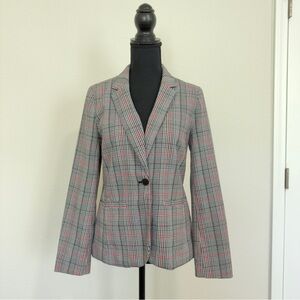 GAP Women's Red and Gray Checkered Blazer